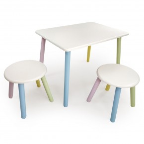 Детский комплект стол и два табурета круглых  (Белый, Белый, Цветной) в Салехарде - salehard.mebel-74.com | фото