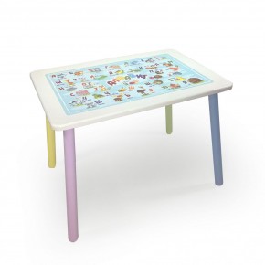 Детский стол с накладкой Алфавит (Белый/Цветной) в Салехарде - salehard.mebel-74.com | фото
