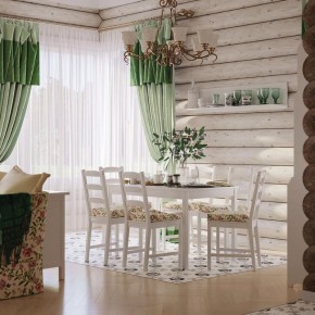 Комлект Вествик обеденный стол и четыре стула, массив сосны, цвет белый в Салехарде - salehard.mebel-74.com | фото
