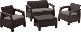 Комплект мебели Корфу сет (Corfu set) коричневый - серо-бежевый * в Салехарде - salehard.mebel-74.com | фото