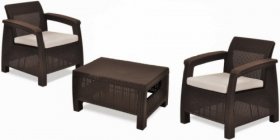 Комплект мебели Корфу Уикенд (Corfu Weekend) коричневый - серо-бежевый * в Салехарде - salehard.mebel-74.com | фото