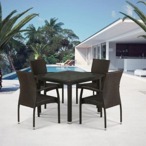 Комплект плетеной мебели T257A/YC379A-W53 Brown (4+1) + подушки на стульях в Салехарде - salehard.mebel-74.com | фото