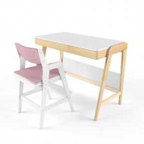 Комплект растущий стол и стул с чехлом 38 попугаев «Вуди» (Белый, Белый, Розовый) в Салехарде - salehard.mebel-74.com | фото
