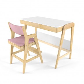 Комплект растущий стол и стул с чехлом 38 попугаев «Вуди» (Белый, Береза, Розовый) в Салехарде - salehard.mebel-74.com | фото
