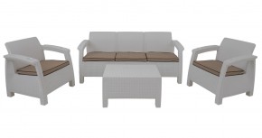 Комплект уличной мебели Yalta Premium Terrace Triple Set (Ялта) белый (+подушки под спину) в Салехарде - salehard.mebel-74.com | фото