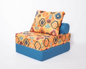 Кресло-кровать-пуф бескаркасное Прайм (мехико желтый-морская волна) в Салехарде - salehard.mebel-74.com | фото