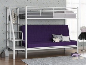 Кровать двухъярусная с диваном "Мадлен-3" (Белый/Фиолетовы) в Салехарде - salehard.mebel-74.com | фото