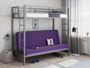 Кровать двухъярусная с диваном "Мадлен" (Серый/Фиолетовый) в Салехарде - salehard.mebel-74.com | фото