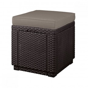 Пуфик Куб с подушкой (Cube with cushion) коричневый - серо-бежевый* в Салехарде - salehard.mebel-74.com | фото