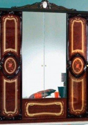 Шкаф 4-х дверный с зеркалами (01.144) Роза (могано) в Салехарде - salehard.mebel-74.com | фото