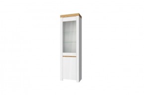 Шкаф с витриной  1V1D, TAURUS, цвет белый/дуб вотан в Салехарде - salehard.mebel-74.com | фото