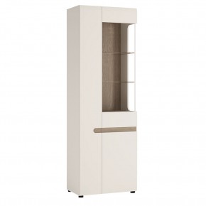 Шкаф с витриной 3D/TYP 01P, LINATE ,цвет белый/сонома трюфель в Салехарде - salehard.mebel-74.com | фото