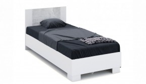 Спальня Аврора Кровать 90 со встроенным основанием под матрас Белый/Ателье светлый в Салехарде - salehard.mebel-74.com | фото